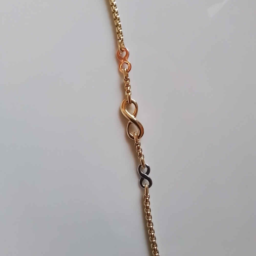 Elegant Tri Color Gold Infinity Bracelet